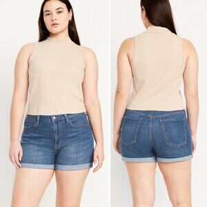 Old Navy High-Rise WOW Blue Jean Shorts Cuffed Women’s Plus Size 16 Summer Denim